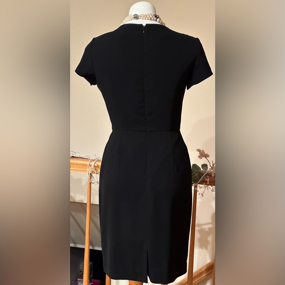 Jones New York Black Side Pleated Sleeveless Sheath Career Dress Zip Back Sz 4. - Picture 8 of 12